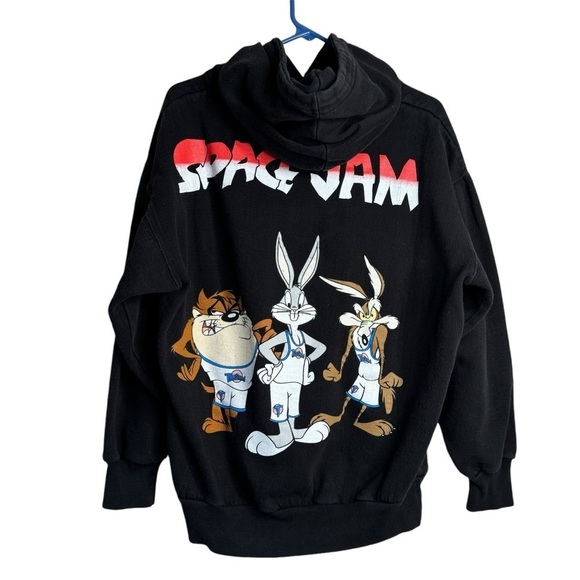 Vintage Space Jam Life Authentic Hoodie Size XL Pullover Sweatshirt Black - Picture 1 of 9